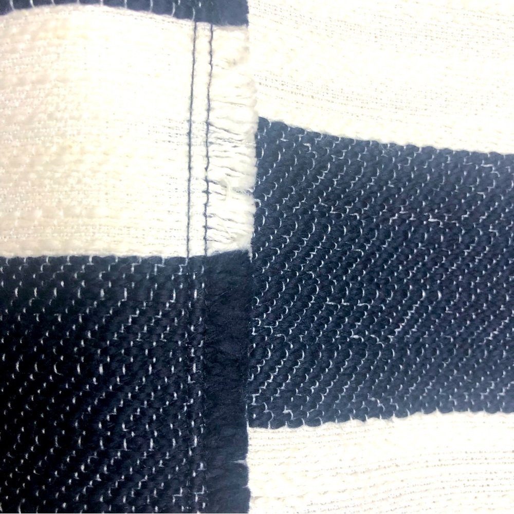 Loft Striped Illusion shift skirt navy blue and white fringe detail size 14 NWT - Picture 3 of 14